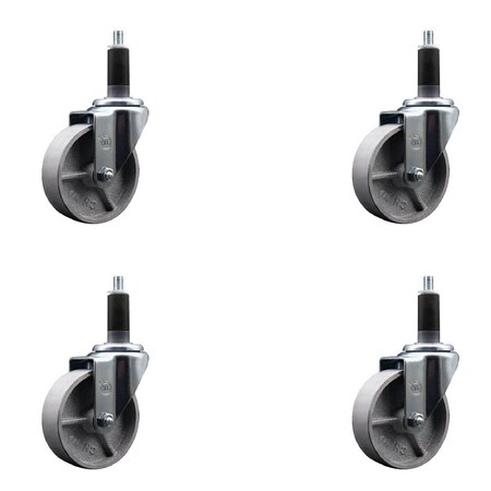 Service Caster 4'' Semi Steel Wheel Swivel 1-1/8'' Expanding Stem Caster Set, 4PK SCC-EX20S415-SSR-118-4
